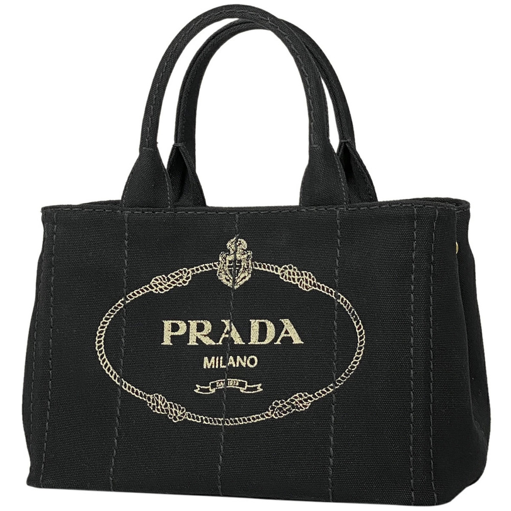 Prada Canapa Tote Bag Handbag Shoulder Canvas Nero Black - Picture 1 of 7